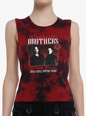 Supernatural Winchester Brothers Tie-Dye Girls Crop Muscle Tank Top