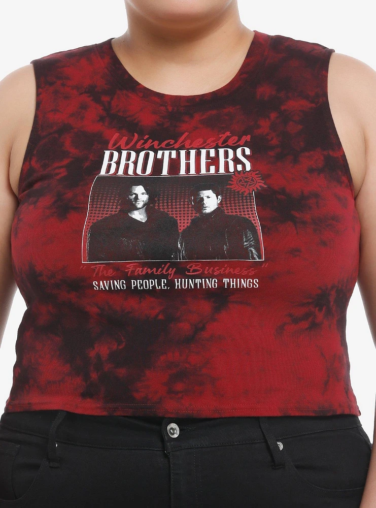 Supernatural Winchester Brothers Tie-Dye Girls Crop Muscle Tank Top Plus