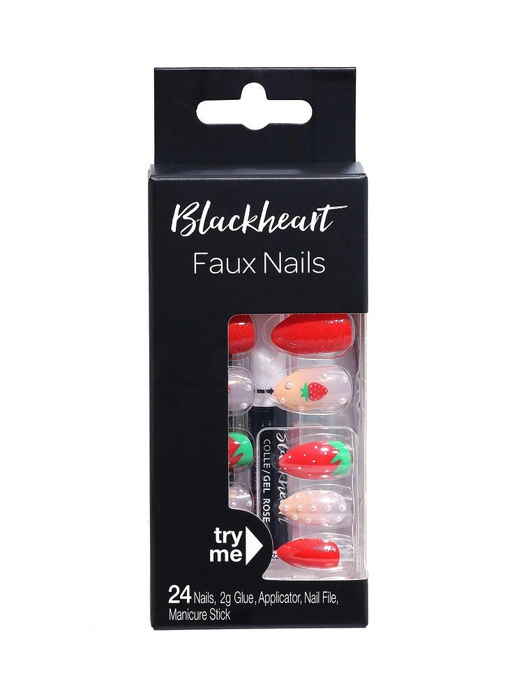 Blackheart Strawberry Pearl Faux Nail Set