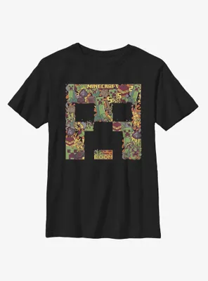 Minecraft Creeper Face Collage Youth T-Shirt