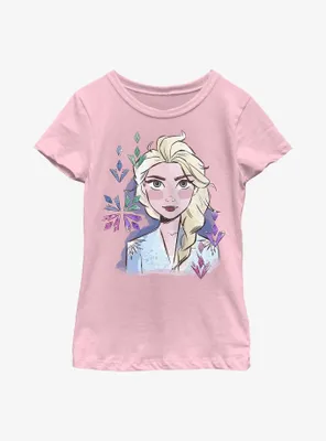 Disney Frozen 2 Elsa Art Face Youth Girls T-Shirt