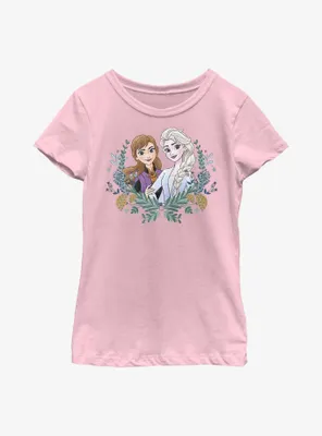 Disney Frozen 2 Anna And Elsa Wreath Youth Girls T-Shirt