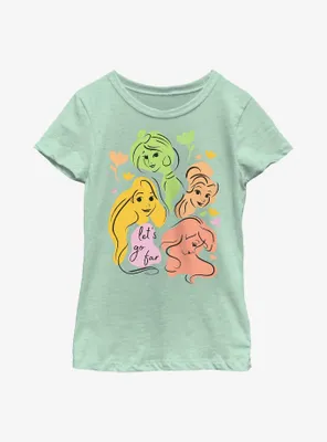 Disney Princess Abstract Princesses Let's Go Youth Girls T-Shirt