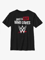 WWE Just A Boy Who Loves Wrestling Youth T-Shirt