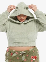 Froggie Sherpa Girls Crop Hoodie Plus