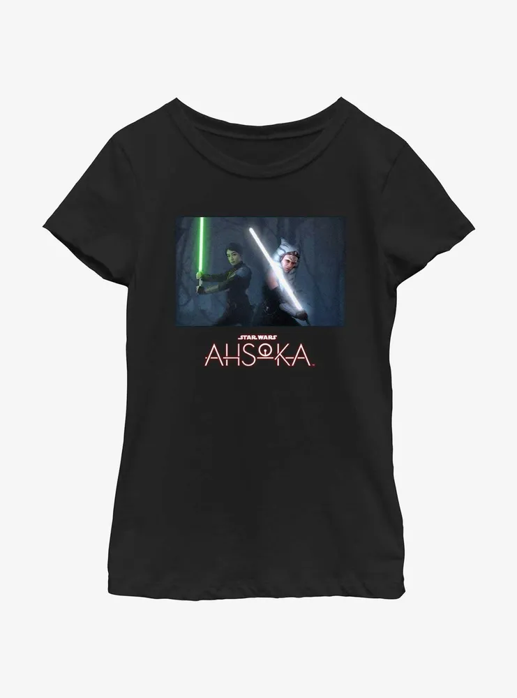 Disney Ahsoka Sabine and Lightsaber Stance Youth Girls T-Shirt