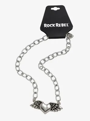 Rock Rebel Winged Heart Necklace