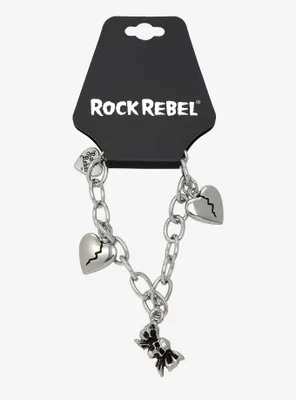 Rock Rebel Broken Heart Charm Bracelet