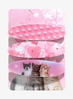 Sweet Society Pink Heart Cats Hair Clip Set