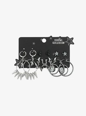 Social Collision® Stars Spikes & 8 Balls Earring Set