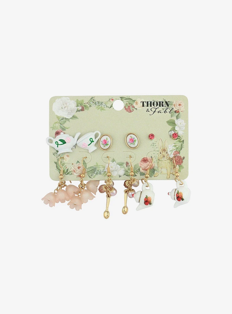 Thorn & Fable Floral Tea Party Earring Set