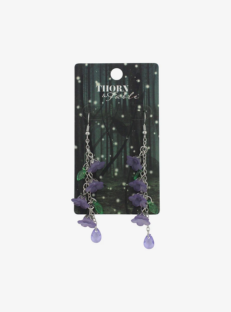 Thorn & Fable Purple Floral Drop Earrings