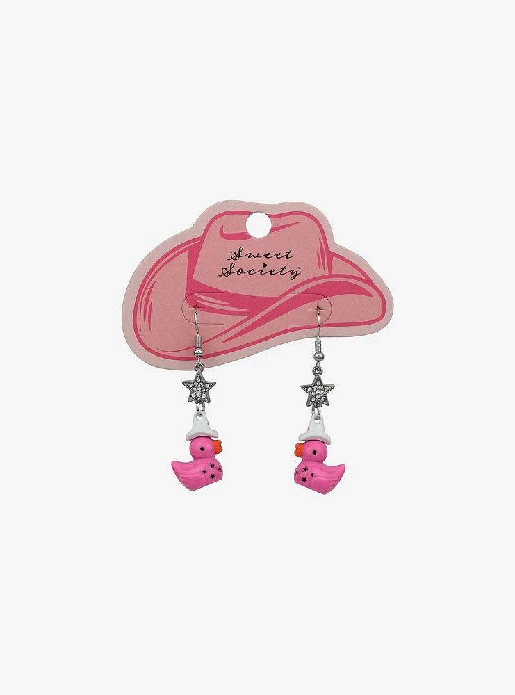 Sweet Society Pink Cowboy Duck Earrings