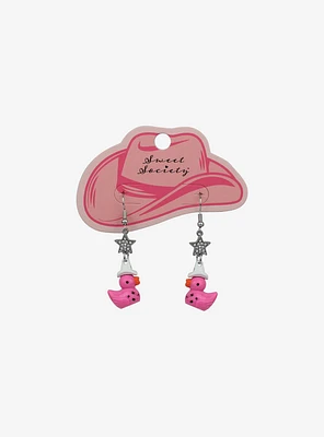 Sweet Society Pink Cowboy Duck Earrings