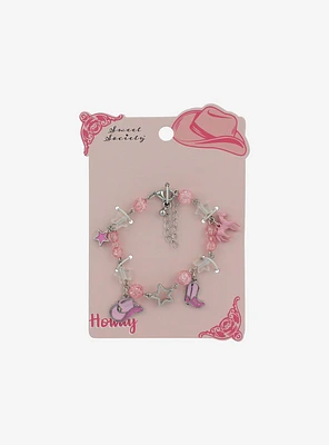 Sweet Society Pink Cowgirl Beaded Charm Bracelet
