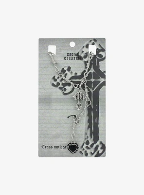 Social Collision® Barbed Wire Cross Lariat Necklace