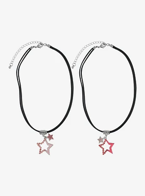 Sweet Society Pink Jeweled Star Best Friend Cord Necklaces