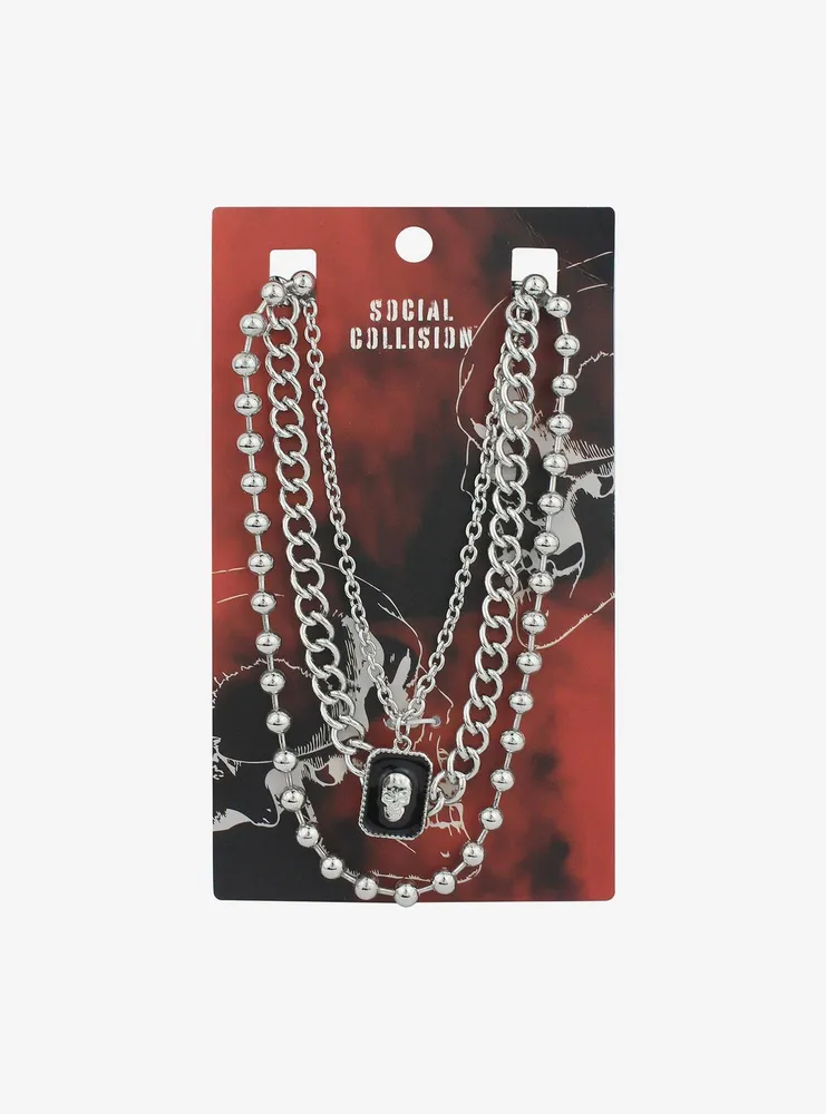 Social Collision Skull Chain Necklace Set