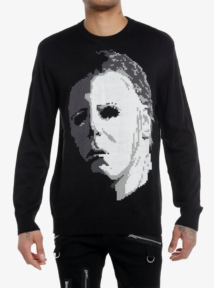 Halloween Michael Myers Mask Intarsia Sweater