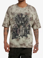 Thorn & Fable Winged Skeleton Cemetery Tie-Dye T-Shirt