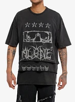 Social Collision Skull Alone Layered Oversized T-Shirt