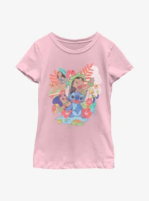 Disney Lilo & Stitch Floral Ohana Youth Girls T-Shirt