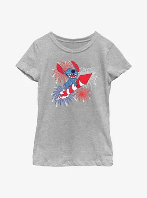Disney Lilo & Stitch Riding Fireworks Youth Girls T-Shirt