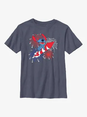 Disney Lilo & Stitch Riding Fireworks Youth T-Shirt