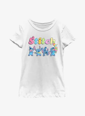 Disney Lilo & Stitch Colorful Stitches Youth Girls T-Shirt