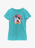 Disney Mickey Mouse American Flag Badge Youth Girls T-Shirt