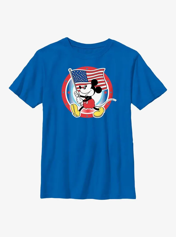 Disney Mickey Mouse American Flag Badge Youth T-Shirt