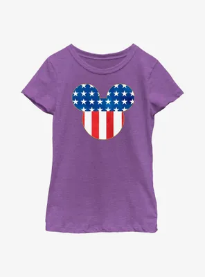 Disney Mickey Mouse Patriotic Ears Youth Girls T-Shirt