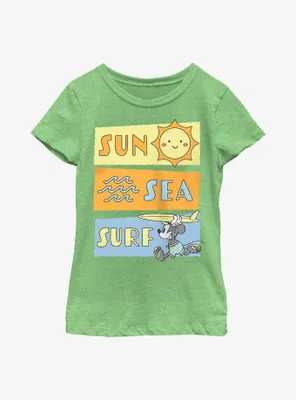 Disney Mickey Mouse Sun Sea Surf Youth Girls T-Shirt