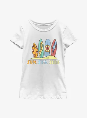 Disney Mickey Mouse Sun Sea Surf Boards Youth Girls T-Shirt