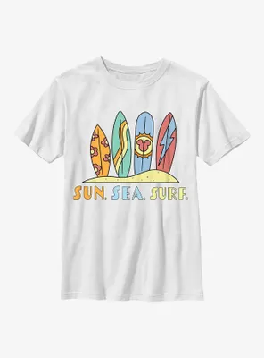 Disney Mickey Mouse Sun Sea Surf Boards Youth T-Shirt