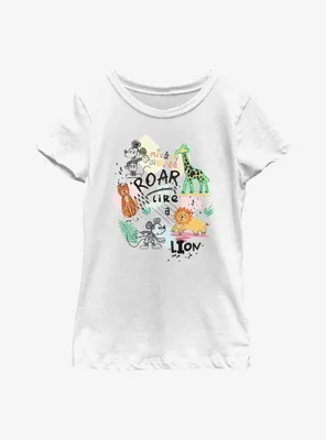 Disney Mickey Mouse Roar Like A Lion Youth Girls T-Shirt