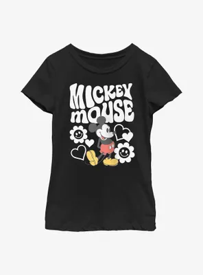 Disney Mickey Mouse Groovy And Flowers Youth Girls T-Shirt
