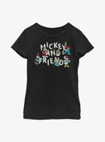 Disney Mickey Mouse Scaterred Vintage Friends Youth Girls T-Shirt