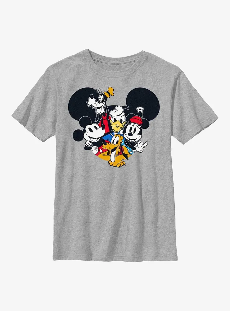 Disney Mickey Mouse Characters Grouped Together Youth T-Shirt