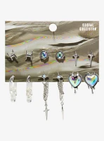 Social Collision Metallic Drip Star Heart Earring Set