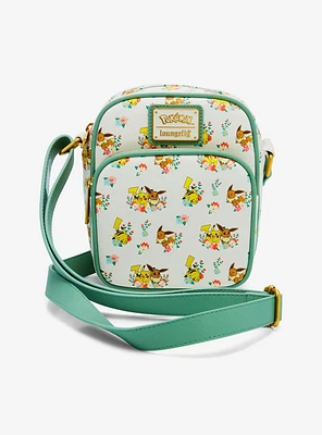 Loungefly Pokémon Pikachu and Eevee Floral Allover Print Crossbody Bag — BoxLunch Exclusive