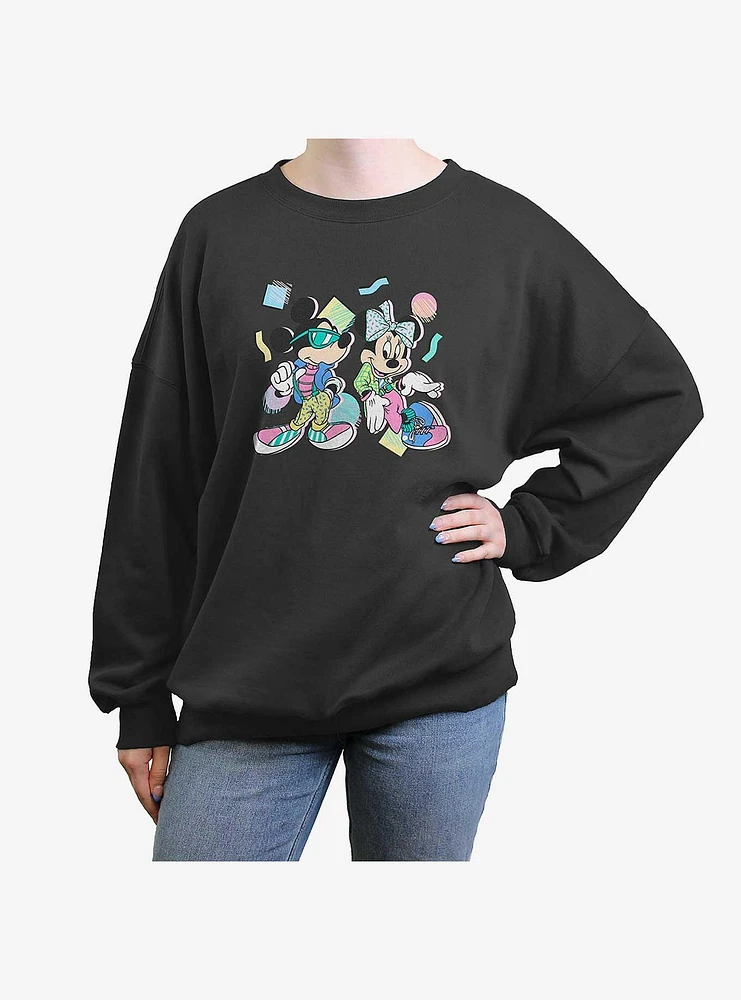 Disney Mickey Mouse & Minnie 80s Girls Oversized Sweatshirt