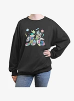 Disney Mickey Mouse & Minnie 80s Girls Oversized Sweatshirt