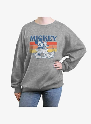 Disney Mickey Mouse Retro With Pluto Girls Oversized Sweatshirt