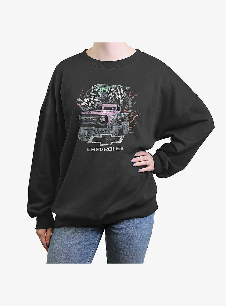 General Motors Chevorlet Monster Trucks Girls Oversized Sweatshirt