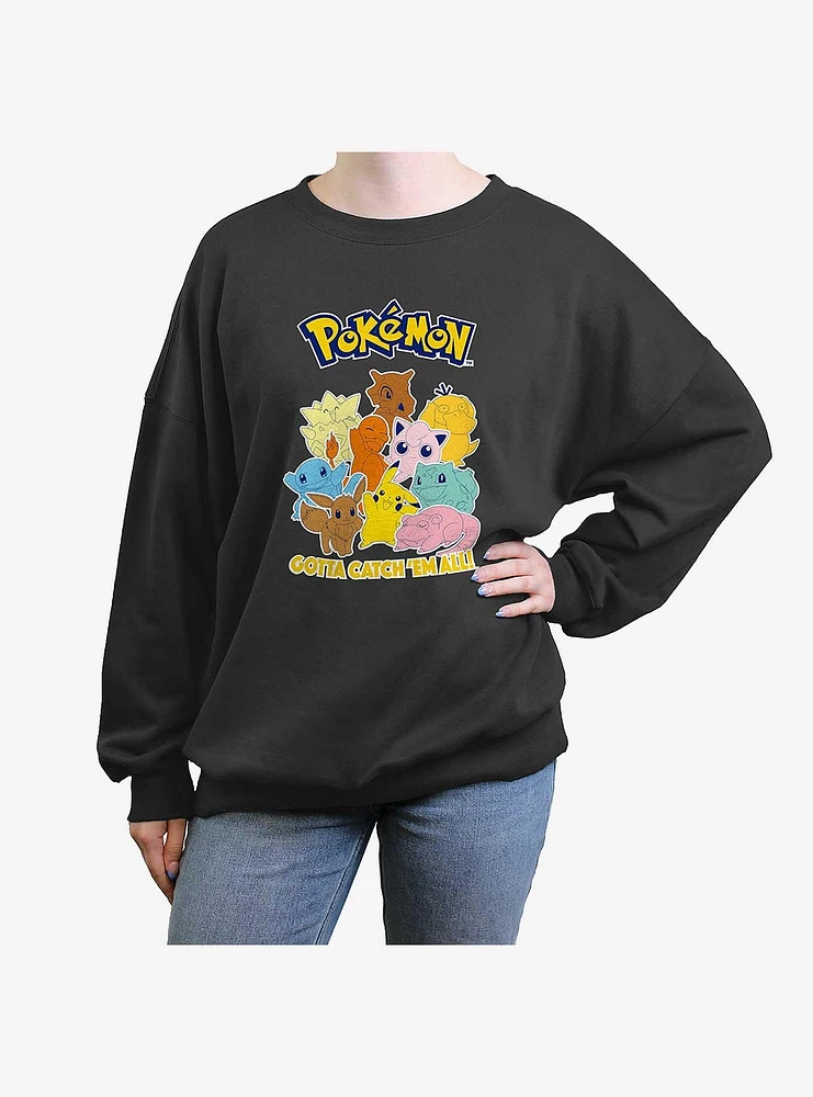 Pokemon Gotta Catch 'Em All Girls Oversized Sweatshirt