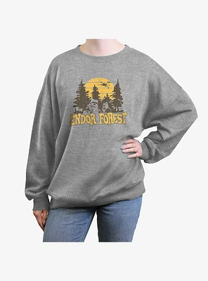 Star Wars Endor Forest Girls Oversized Sweatshirt
