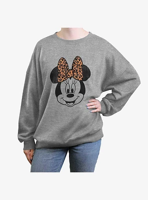 Disney Minnie Mouse Modern Leopard Girls Oversized Sweatshirt