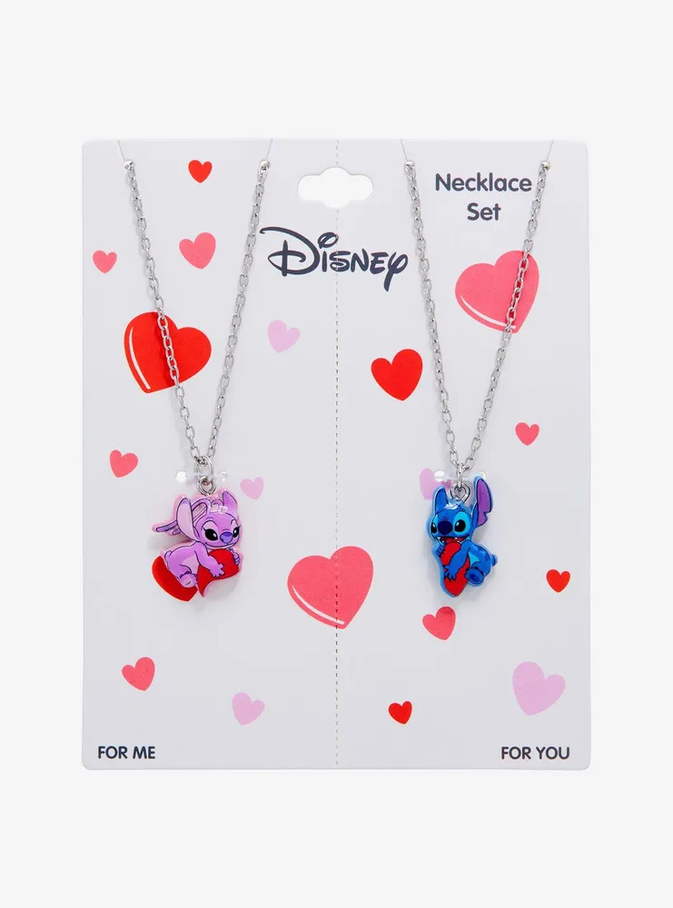 LILO & AND Stitch Necklace Heart Pendant Charm Jewellery Chain G £5.99 -  PicClick UK