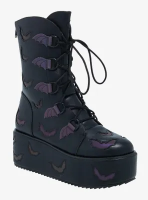 Strange Cvlt Purple Bats Platform Boots